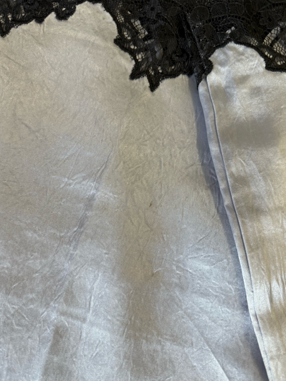 J. Crew Light Blue Satin Wide-Leg Pants with Black Lace Trim - Picture 6 of 8